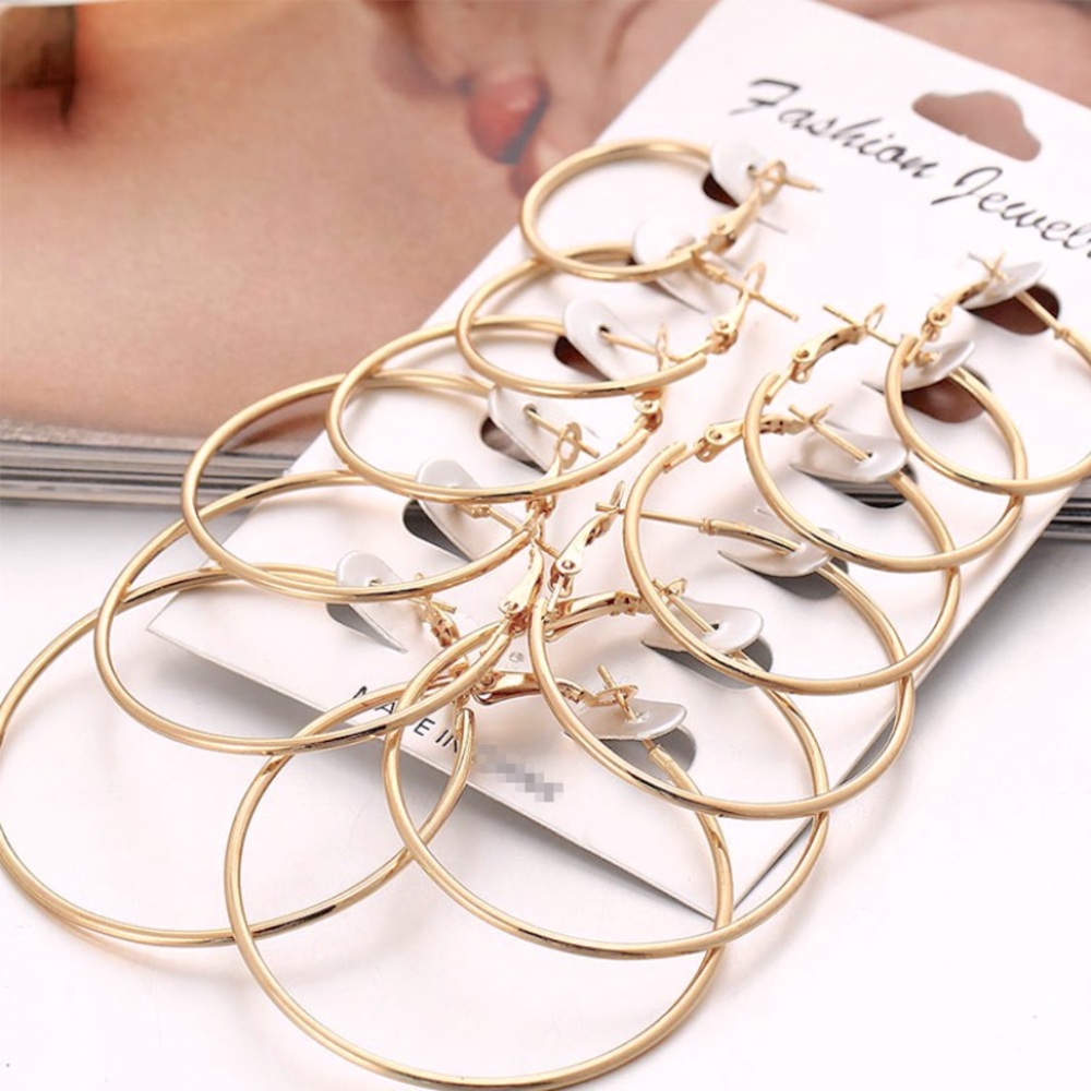 Silver or gold hoop earring set multiple sizes